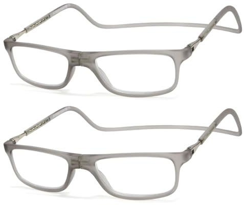 NEW VISION 2-pack glasögon, förstoringsglas, magnetiska läsglasögon, justerbar längd läsglasögon för män kvinnor, NV2904 (2BLANCC9, 3, x)