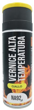 NA92 Vernice Spray Alta Temperatura 400ML Fino a 600° Ideale per Forni, Barbecue, Caminetti, Marmitte, Pinze Freni Auto e Moto - Per uso industriale e fai da te (1, Giallo Opaco)