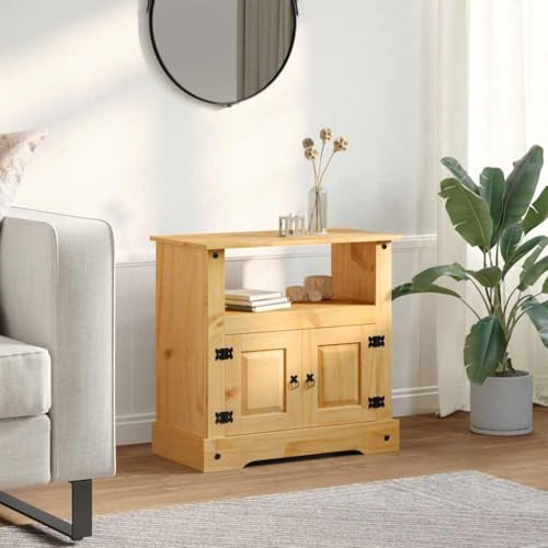TV Stand Mexican Pine Corona Range - Rustic Entertainment Cabinet for Living Room, Media Storage, Television Table, Natural Wood Furniture, Assembled Stands