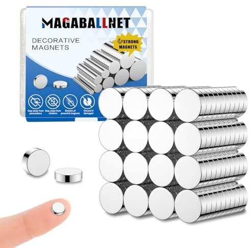 MAGABALLNET 100 pcs calamite potenti, magneti neodimio 8 * 1mm, calamite piccole rotonde in terre rare, magneti frigorifero, magneti per lavagne bianche, magneti piatti