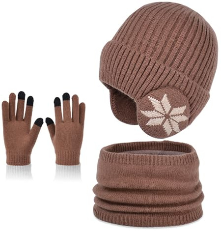 MAZELIKEHOOD Boys Winter Scarf Gloves Hat Set Knit Soft Thick Warm Accessories Sets for Girls for Children 4-10 Years