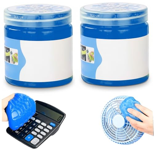 Paquete de 2 gel de limpieza para coche, masilla para detalles de ventilación y grietas, removedor de polvo reutilizable para interiores de coche, masilla de gel para limpiador