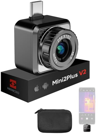 HIKMICRO Mini2Plus V2 Cámara Térmica para USB-C iOS/Android, Resolución IR 256×192, SuperIR 512×384, Lente de Enfoque Ajustable, para Teléfono/Tablet, Compatible con los últimos modelos de iPhone