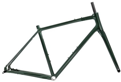Genérico Cuadro de Bicicleta Gravel Aluminio 700 * 45C con Horquilla Carbono y cableado Interno. Tallas: 45 cm/48 cm/51 cm/54 cm. Frenos Disco 12 * 142 mm(Dark Green,51cm)
