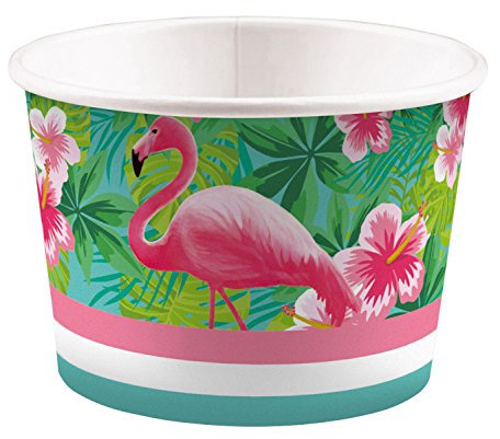 Amscan 9903330 - Eisbecher Flamingo Paradise, 8 Stück, 270 ml, Pappbecher, Einwegbecher