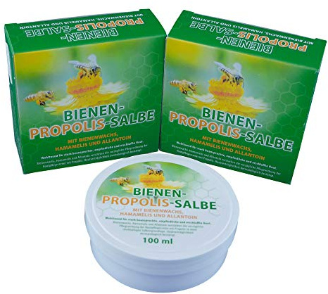 Bienen Propolis Salbe mit Propolis, Bienenwachs, Hamamelis und Allantoin 100ml von Bienen Diätic ohne Konservierungsstoffe, 3 Stück
