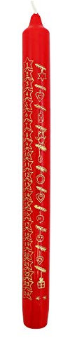 Ebersbacher Kerzenfabrik GmbH Adventskalenderkerze Sterne rot mit goldenem Druck ca. (ØxH) 22 x 250 mm