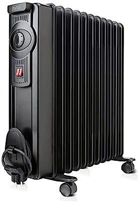 Black+Decker – Radiador de Aceite BXRA2000E de 2000W y 11 elementos de 140mm. Dos potencias y termostato ajusable. Función de seguridad ante sobrecalentamiento, ruedas y guardacables. Negro.