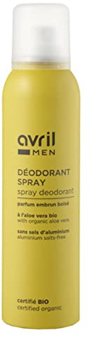 Avril - Deodorante spray da uomo biologico - 99% di origine naturale - Aloe Vera Bio - Profumo Embrun Legnoso - Certificato Bio Cosmos Organic - Prodotto vegano, Made in France - 150 ml
