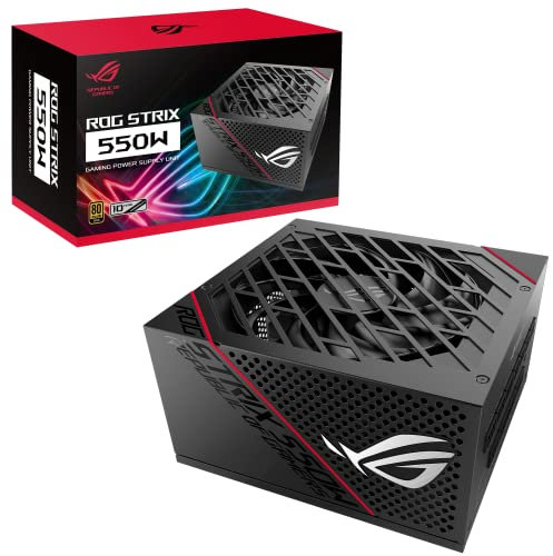 ASUS ROG Strix 550W Gold PSU, Power Supply (ROG heatsinks, Axial-tech fan design, dual ball fan bearings, 0dB technology, 80 PLUS Gold Certification, fully modular cables, 10-year warranty)