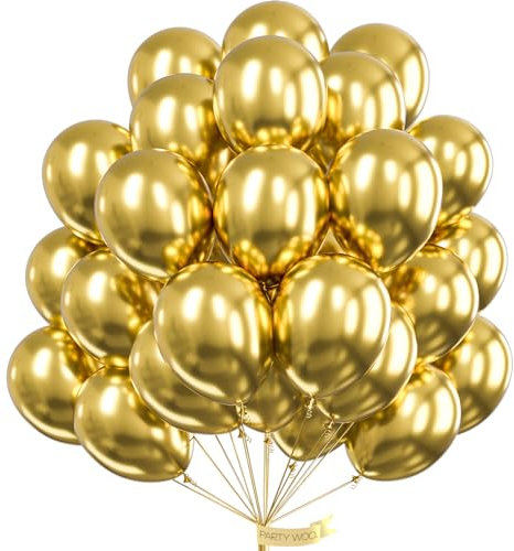 PartyWoo Metallic Gold Balloons 50 pcs 12 Inch Chrome Gold Balloons for Graduation Baby Shower Gender Reveal Christmas Wedding New Year Anniversaries Birthday Party Decorations Gold-G101