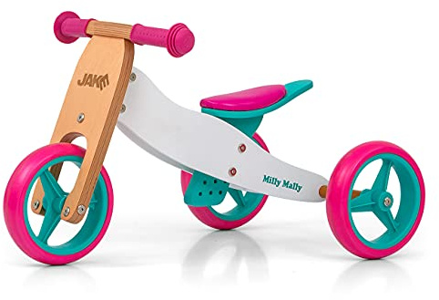 Milly Mally Jake Laufrad mit Zwei oder DREI Rädern Holzlaufrad von 1 bis 3 Jahren (Candy)