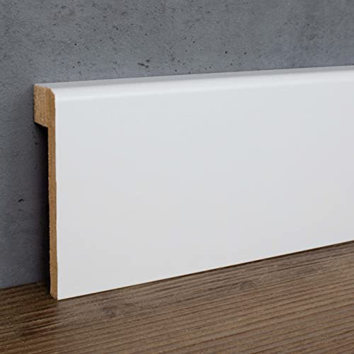 PROVISTON | Fliesenabdeckleiste | Bis 65 mm Höhe | 19 x 80 x 2500 mm | MDF foliert | Weiß | annährend RAL 9016 | Abdeck Sockelleiste | 25 Meter