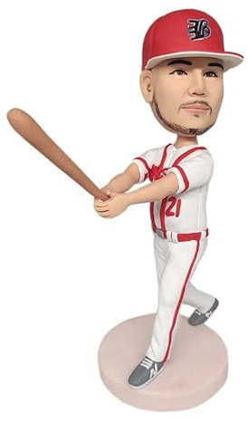 Figurine unique en forme d'homme jouant au baseball à tête branlante, poupée personnalisée faite à la main, cadeau d'anniversaire pour homme, pour meilleur ami, mari, patron, collègue de