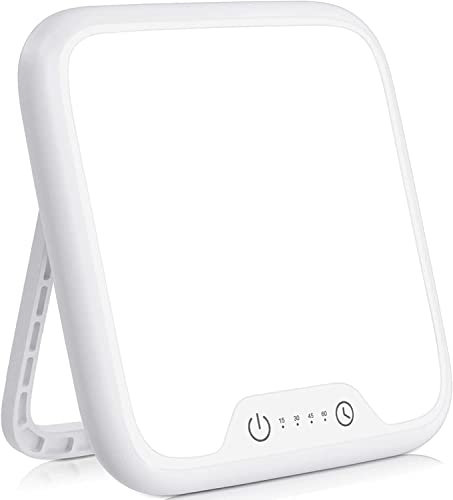 Daylight Lamp, 10000 Lux for Phototherapy with Continuous Brightness, 4 Timers & Memory Function, Touch Control, Foldable Stand, Light Therapy for Office, Home