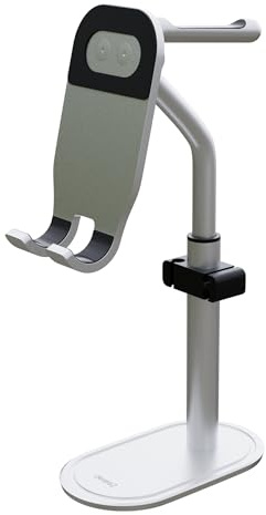 Desire2 Headrest Pro, 2-in-1 Headphone Stand and Cell Phone Holder, Stylish Work-from-Home Essential and Desktop Accessory, Secure and Ergonomic Headset Holder and Mobile Phone Stand for Desks