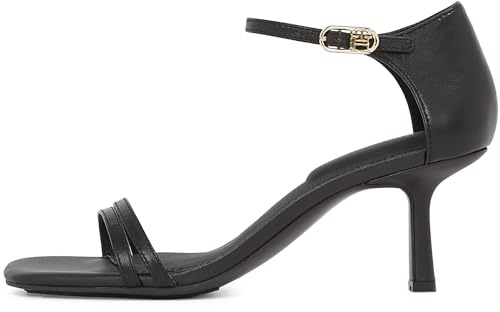 Tommy Hilfiger Sandales à Talon Femme Kitten Heel Leather Sandalettes, Noir (Black), 40