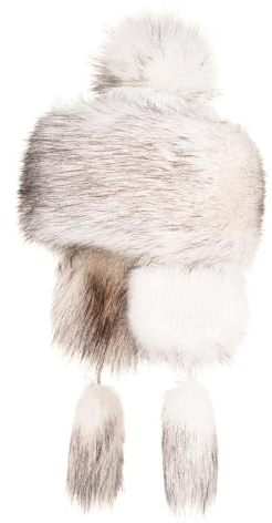 Futrzane Classic Chapka - Chapeau Femme Fausse Fourrure - Chaud Bonnet Montagne (M, Blanc avec Noir Classic)