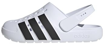 adidas Unisex-Adult Adilette Clog, White/Black/White, 12