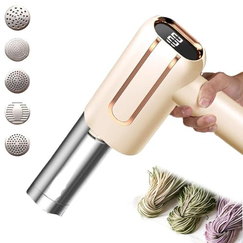 Nudelmaschine, Pasta Maker 40W Nudelmaschine Elektrische Handheld Pastamaschine 4000mah Nudelpresse mit 5 Modi Tragbare teigausrollmaschine für Haushalt Freien Camping Restaurant