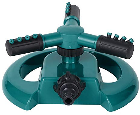 360 Degree Rotating Three Arms Sprinkler, Large Spray Diameter Adjustable Angle Lawn Watering Irrigation Tool for Garden (Green)