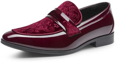 Bruno Marc Festliga kvällsskor för män, loafers, Burgund, 42 EU