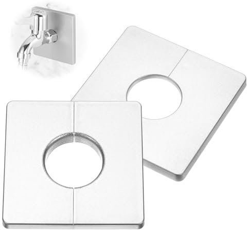 COYUN 2 Pcs Plaque Murale Fendue, Plaque d'Obturation Carrée Auto-Adhésive en ABS avec Un Trou de Diamètre de 28mm, Cache-Tuyau pour La Décoration de Robinet d'Eau