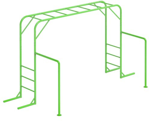 LeisureStar Outdoor Monkey Bar Set with Climbing Frame, Gymnastics bars, Playground Sets for Backyards, Metal Monkey Bars for Kids Age 3 and Up, Backyard Playground Set with Powder Coated Steel, Green