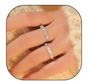 Bröllopsringar för kvinnor Moissanite Vigselringar Set Snygga Moissanite Rings Band Silver Eternity Band Ring Stapelbar