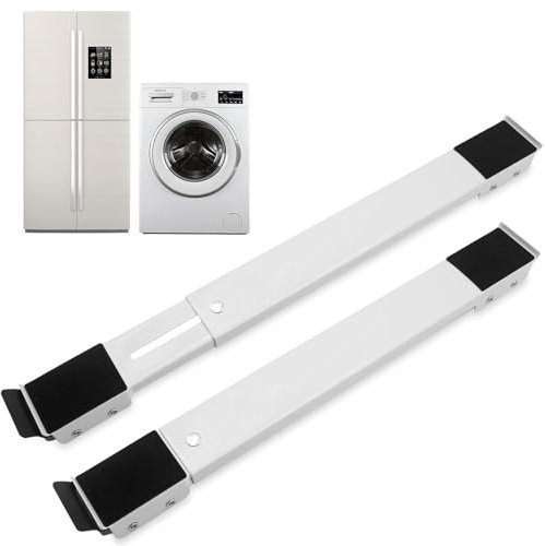 Druuzyl 2 Pièces Support Réglable pour Machine à Laver, Base Anti-Dérapante - Blanc, Charge Max 300 kg (Lave-linge/Réfrigérateur/Canapé/Armoire)