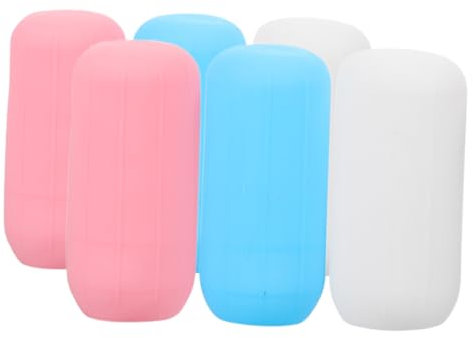 Homoyoyo 6pezzi Maniche Elastiche in Silicone Per Bottiglie Da Viaggio Protettive Antiperdita Per Shampoo Lozione Flaconi Adattabili Bianco Blu Rosa