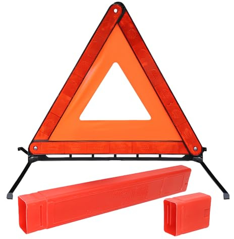 HIAHXC Triangolo di avvertimento pieghevole per auto con scatola, triangolo di avvertimento per auto e sicurezza contro incidenti, compatto, riflettente, conforme alla norma StVZO, triangolo di