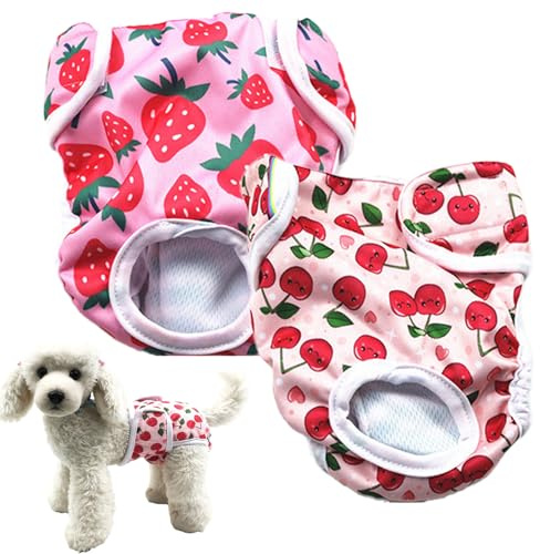 2pezzi Pannolini Cane Femmina,Pannolini Cane Lavabili,Mutandine Canes Femmina Calore,Mutandine per Animali Domestici Altamente Assorbenti,Mutandines Riutilizzabili per Animali Domesticis(S)