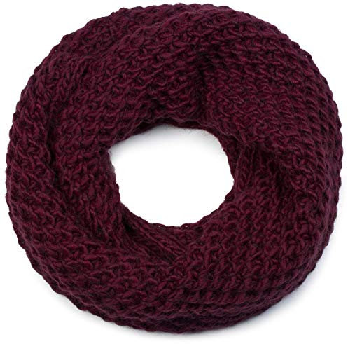 styleBREAKER Unisex Strick Loopschal grob gestrickt, Uni Schlauchschal, Winter Strickschal, Grobstrick Schal 01018157, Farbe:Bordeaux-Rot