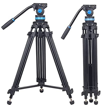 SIRUI Video Tripod Stativ SH15,Aluminium Travel Videostativ mit 360°Fluidkopf,155cm, Max Load 10KG Nutzlast, Reisestativ kamerastativ für DSLR,Camcorder,Kamera,Videokamera