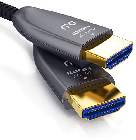 CSL - HDMI Kabel 2.0 b Glasfaser 30m - 4k 60Hz mit HDR - optisches HDMI Kabel LWL - 3D - ARC - CEC – HDCP 2.2 - YUV 4 x 4 x 4 - HDMI High Speed - Glasfaserkabel – Aluminiumstecker – Knickschutz
