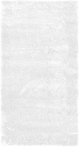 andiamo Teppich Lambskin - Kunstfell - flauschiger Teppich Schlafzimmer - geeignet als Bettvorleger Schlafzimmer oder als Fellteppich Wohnzimmer - Lammfellimitat pflegeleicht 55 x 110 cm weiß