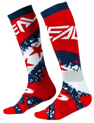 O'Neal Calzini Motocross Mountainbike MTB Downhill Freeride Assorbimento del sudore, tallone rinforzato e area della suola Unisex Adulto Rosso Blu Taglia unica
