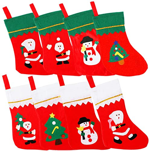 Osuter Weihnachtsstrumpf,12PCS Nikolausstrumpf Set Cartoons Stoff Weihnachtsgeschenktaschen für Weihnachtsdekoration