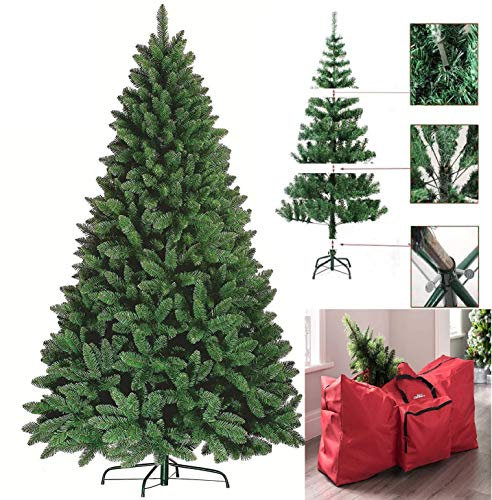 FlickBuyz-Colorado Green Pine Bushy Artificial Christmas Tree Tips 5ft/6ft/7ft Xmas Tree With Metal Stand & FREE BAG (7FT (210CM) 1000 tips)
