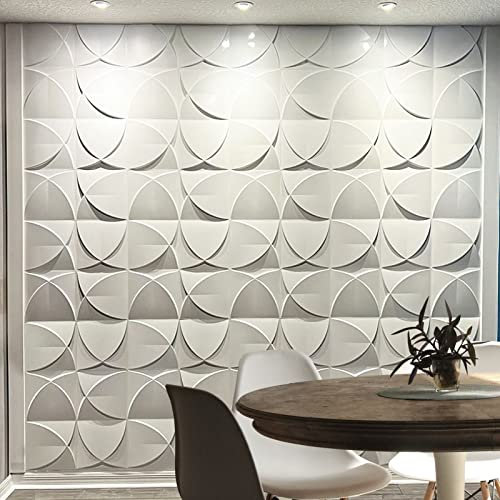 Art3d Windmil Design - Paneles de pared de PVC 3D para decoración de paredes interiores en sala de estar, dormitorio, color blanco, paquete de 33 azulejos, 2,97㎡