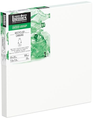 Liquitex 416020020 Recycled Stretcher Frame, Made from 100% Recycled Plastic, High-Quality Canvas with 565 g/m², FSC, Triple Primed for Oil and Acrylic Paints, Traditional 20 x 20 cm