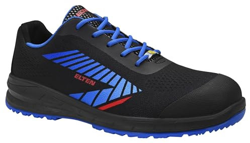 ELTEN Sicherheitsschuhe Larkin XXSports Black-Blue Low ESD S1, Damen und Herren, Textil, Stahlkappe, leicht, sportlich 43, Schwarz-Blau