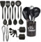 18 Stück Küchenhelfer Set,Silikon Küchenhelfer Set,Kochutensilien Kochbesteck Set mit Non-stick Heat-Resistant Silicone Kitchen Utensils. (schwarz)