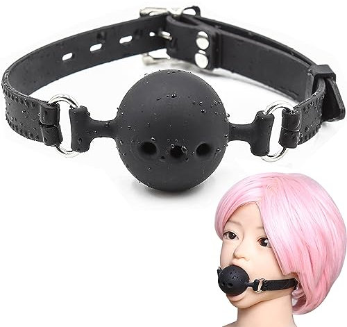 Vielretude Silikon Knebel Mundknebel mit Luftlöchern Ball Gag Knebel Einstellbar Fetisch Slave SM Knebel Sexspielzeug (S)