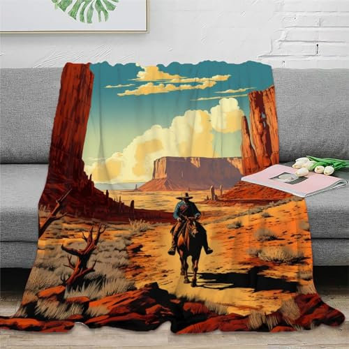 Westlicher Cowboy Spiel-Hintergrundbilder Decke Fleecedecke,Kaschmir-Gefühl Kuscheldecke Geeignet Für Kinder Erwachsene Bett Oder Sofa 40x50inch(100x130cm)