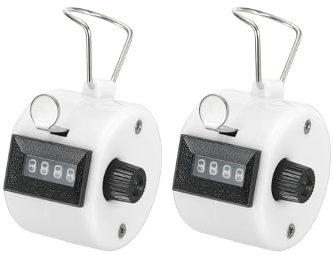 PATIKIL Clicker Compteur, 2 Paquet Ordinateur Portable Tally Compteur Mécanique 4 -Chiffre Numéro Cliquer Pas Compteur pour Coaching Tricot, Golf, Tour, Pêche, Blanc