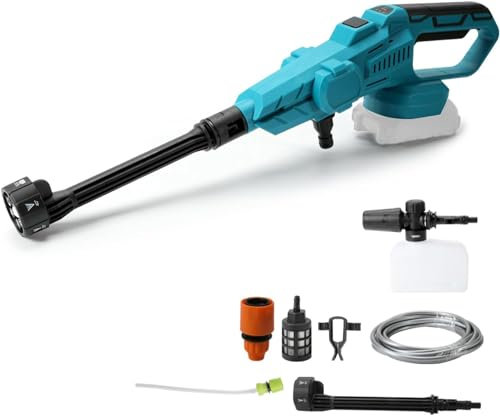 Akku Hochdruckreiniger, 80 BAR für Makita 18V Akku Tragbarer Hochdruckreiniger mit 6-IN-1 Düse, Bürstenloser Motor,380L/H(6.3L/min),für Auto, Terrasse, Rasen (Ohne Akku)