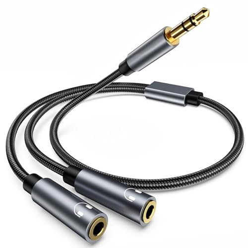 Avigers 3.5mm Splitter Audio Double Headphone Jack Mâle vers 2 Femelle, Adaptateur Casque Écouteur Câble Stéréo, Verlängerungskabel Y Splitter pour Samsung, iPad, Tablettes, Laptops, MP3