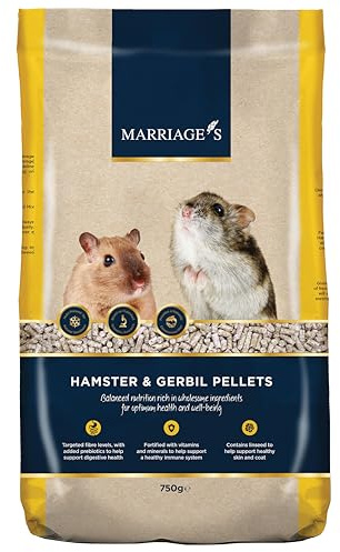 Marriage’s - Hamster Food and Gerbil Food for a Healthy Weight and Immune System, Gerbil & Hamster Pellets with Sunflower Seed, 100% Nutri Pressed, Suitable for All Ages (750g)